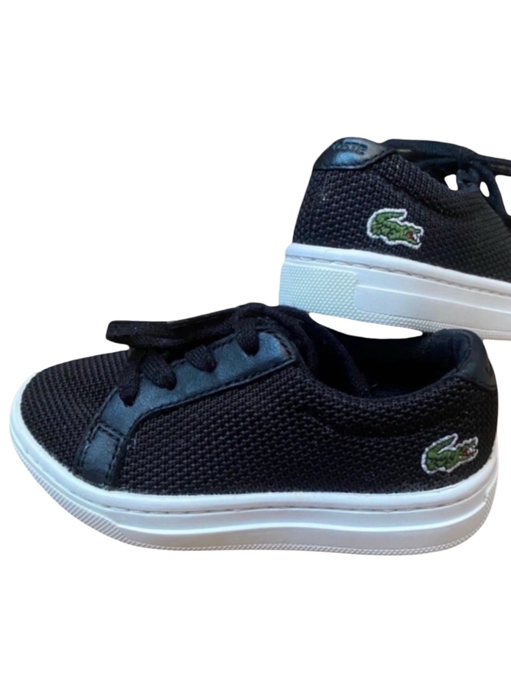 Lacoste Toddler Sneakers Size 5 Black Canvas Casual Shoes like new - Picture 3 of 12